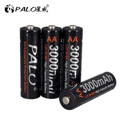 PALO AA Battery NIMH AA 3000mAh 1.2V 2A Ni-Mh aa Rechargeable Batteries AA Bateria Baterias and 1.2V smart USB battery charger