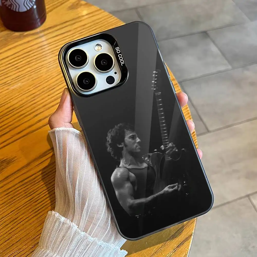Guitarrista b-bruce s-springsteen 80s capa de telefone para iphone17, 16,15,14,13,12 pro max preto doce fosco capa à prova de choque