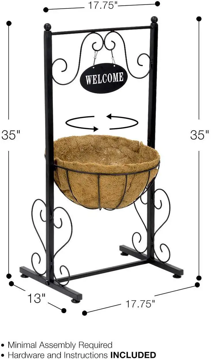 D17 Floor-to-ceiling Wrought Iron Hanging Basket Coconut Palm Flower Stand Outdoor Courtyard Welcome Brand Plant Coconut