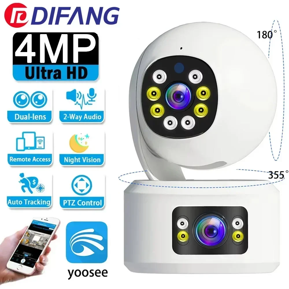 

4MP WiFi Surveillance Camera IP Smart Home Dual Lens Monitoring Two-way Voice Video Call Night Vision Security Camera Yoosee APP