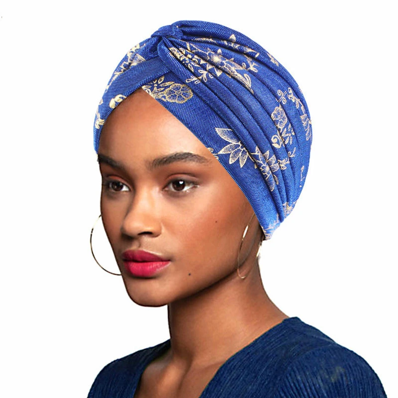 Women Shiny Glitter India Hat Turban Headbands Cap Print African Headwrap Headwear Casual Streetwear Female Muslim Indian Hats