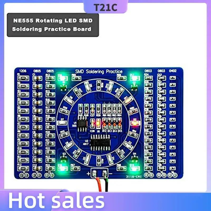 

T21C 5X вращающийся светодиод SMD NE555 Плата для практики пайки DIY Kit Fanny Skill Training DIY Kit Электронный модуль печатной платы Костюм