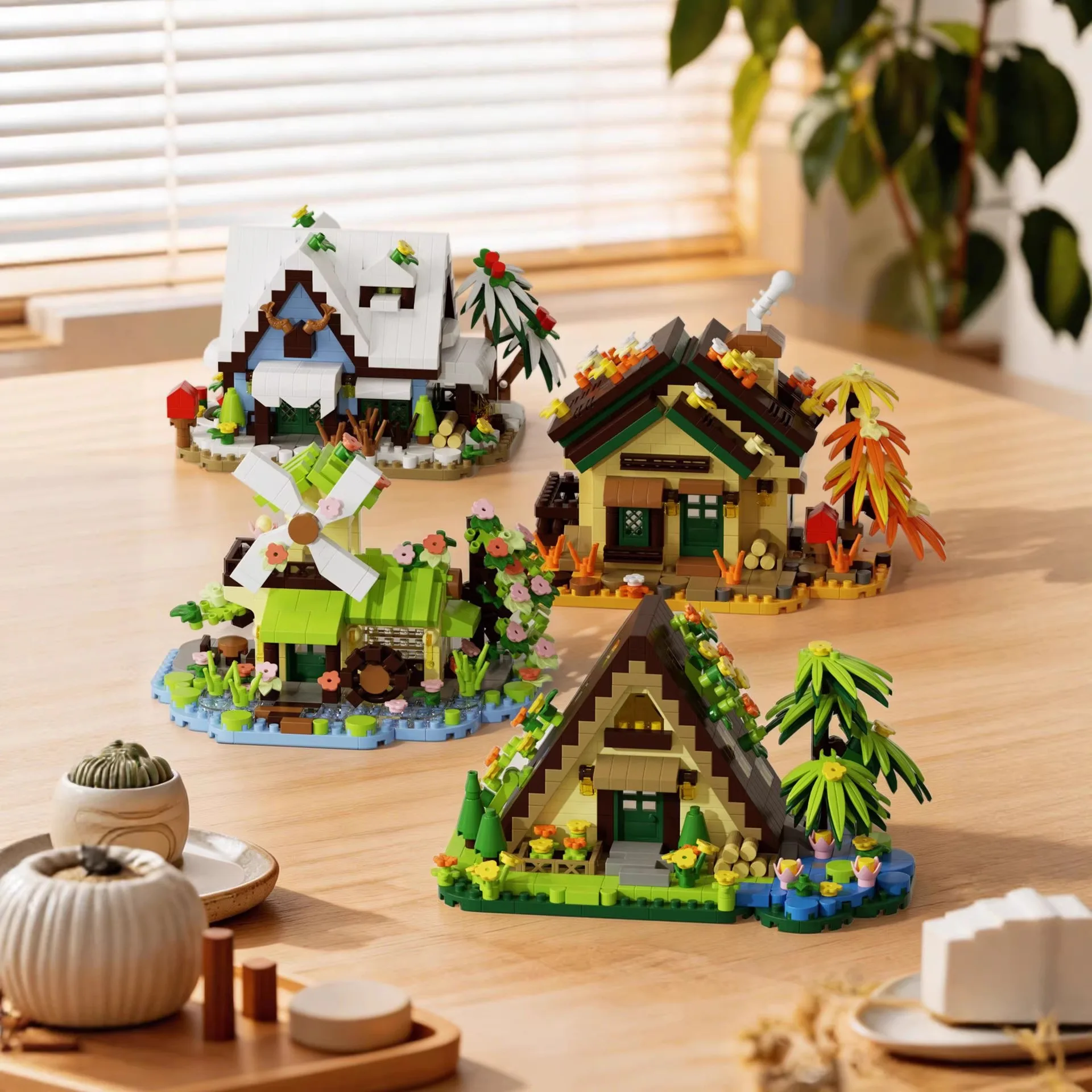 

House street view building block desktop decoration toy building blocks for children stress-relief and educational toy