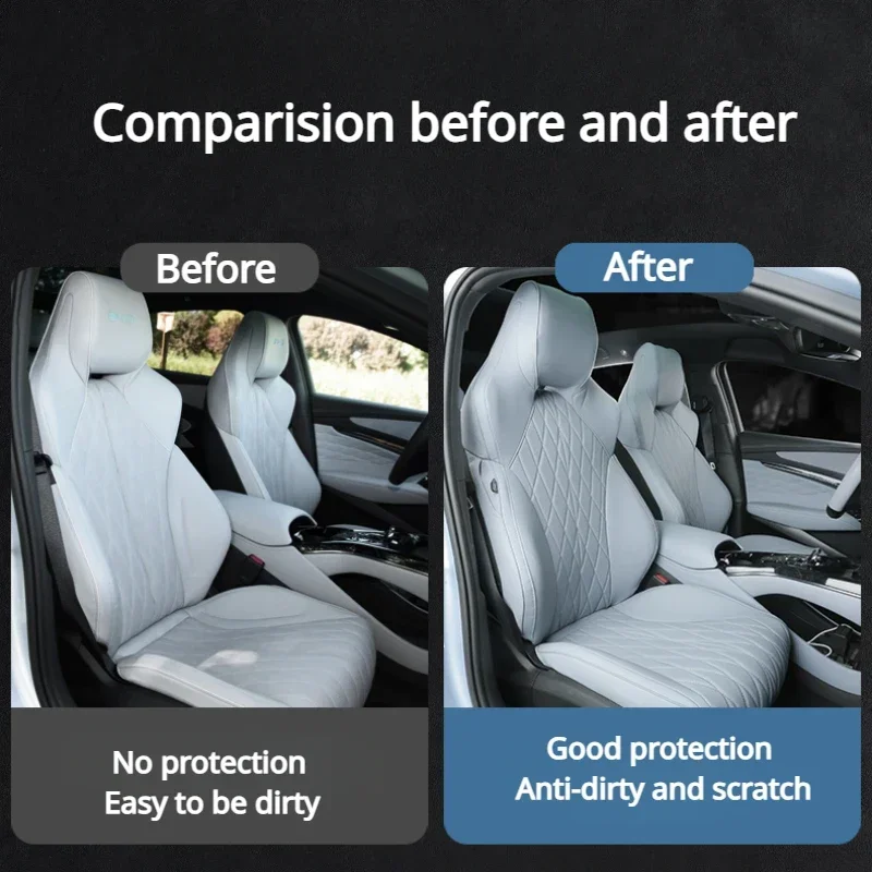 Car Seat Cover Sets 360° Full Surrounded Breathable Nappa Leather Auto Seat Protector Interior Accessories For BYD Seal EV 2023