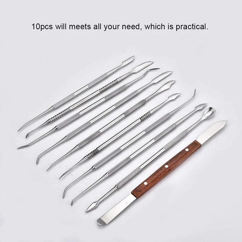 10pcs/set  Versatile Teeth Wax Carving  Tool Set Practical Stainless Steel Plaster Knife