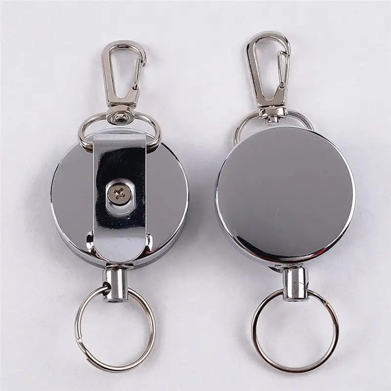 1Pc Resilience Steel Wire Rope Elastic Keychain Recoil Sporty Retractable Alarm Key Ring Anti Lost Yoyo Ski Pass ID Card