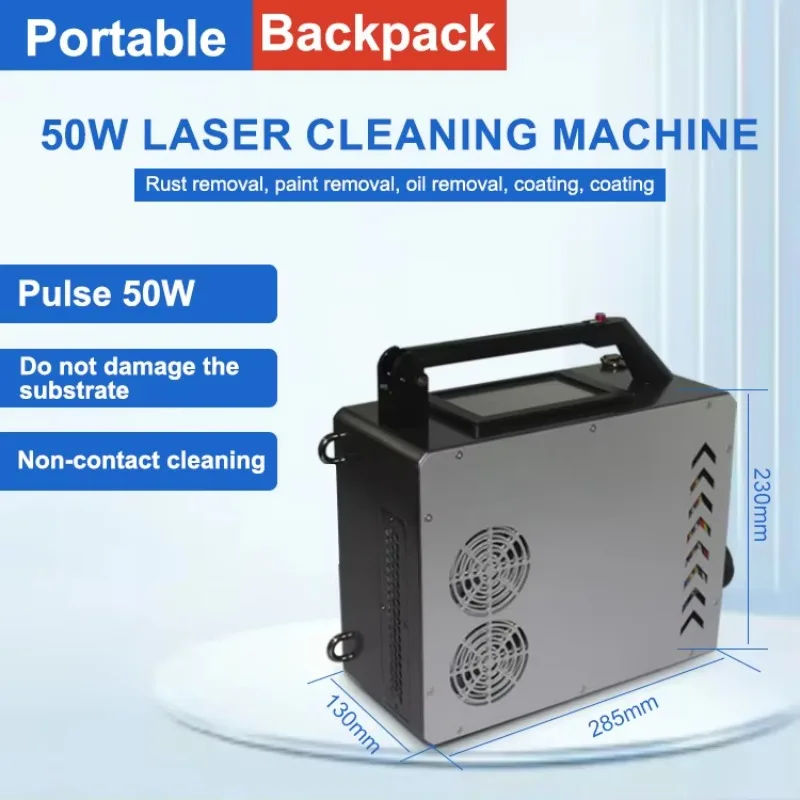 Tragbarer Laser-Rostentferner, 50 W, Laser-Reinigungsmaschine zum Entfetten von Rucksack-Rostfarben