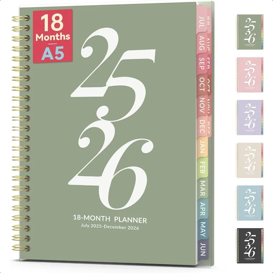 Planificador académico 20252026 Planificador mensual semanal de 18 meses 2025 de julio de diciembre de 2026 Agenda Libro de planificación de maestros Calendario diario de 6 x 8