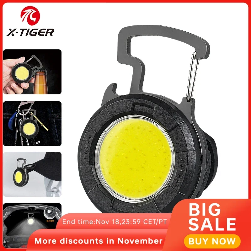 X-TIGER Multifunctional Camping Light Glare COB Keychain Light USB Charging Emergency Lamps Magnetic Outdoor Repair Work Light