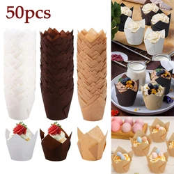 50Pcs Tulip Cupcake Liners Premium Tulip Oilproof Cupcake Liners Baking Cups Cupcake Muffin Liners Holder Cupcake Wrappers