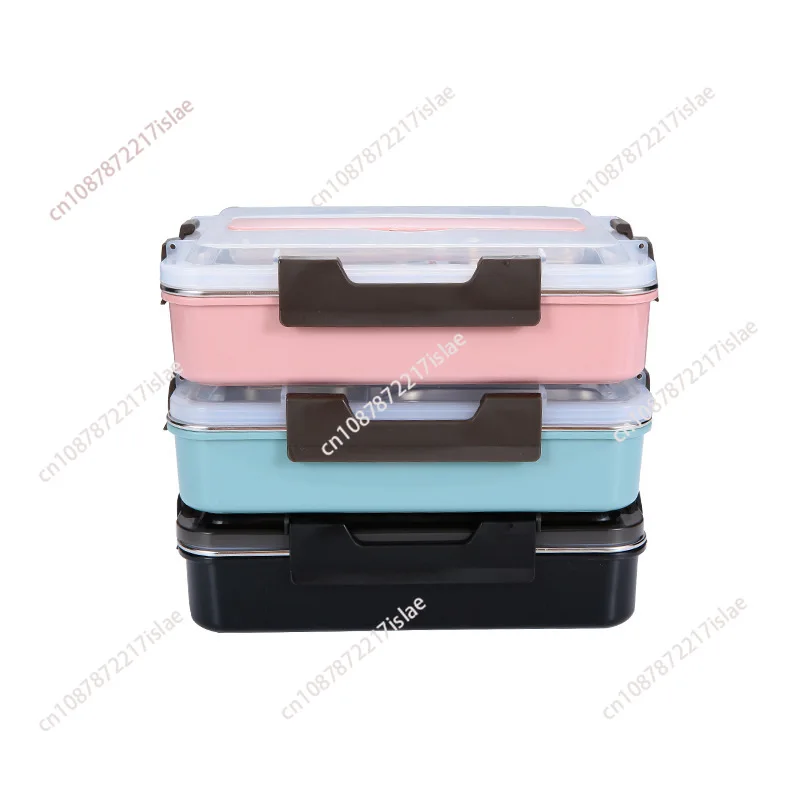 Stainless Steel 304 Lunch Box With Spoon Leak-proof Lunch Bento Boxes Dinnerware Set Microwave Adult Children Food Container