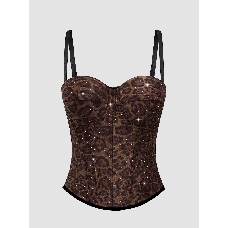 Spring and Summer Sexy Babes Leopard Print Suspender Vest Women's Top