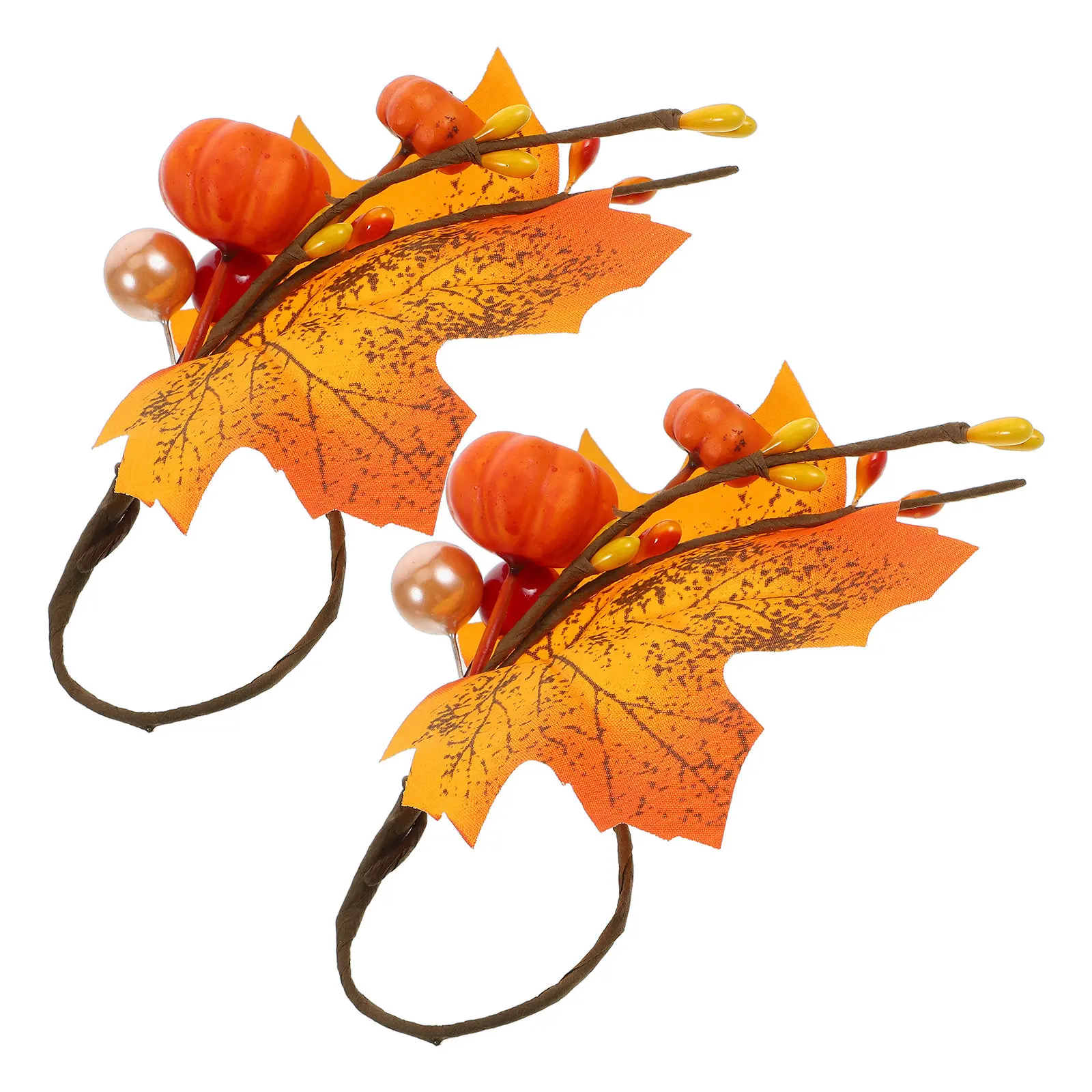2Pcs Exquisite Fall Napkin Holders Bright Colors for Festive Dining Table Fall Napkin Rings Autumn Serviette Rings
