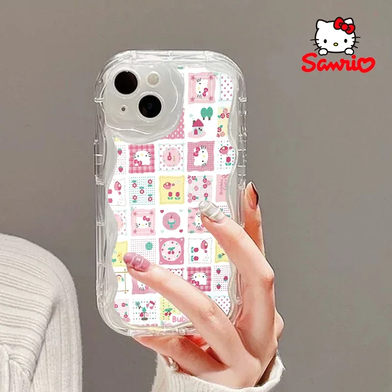 Sanrio capa de telefone iphone 16/15/14/13/12/11/x/xs/xs max menina escudo do telefone móvel gatinho gato acessório dos desenhos animados presente brithday