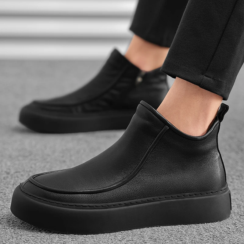 

LiveDay Men's Ankle Boots, Comfortable Platform Shoe, Casual Slip-On, Outdoor Shoes, Male Fashion, High Quality Botas Hombre