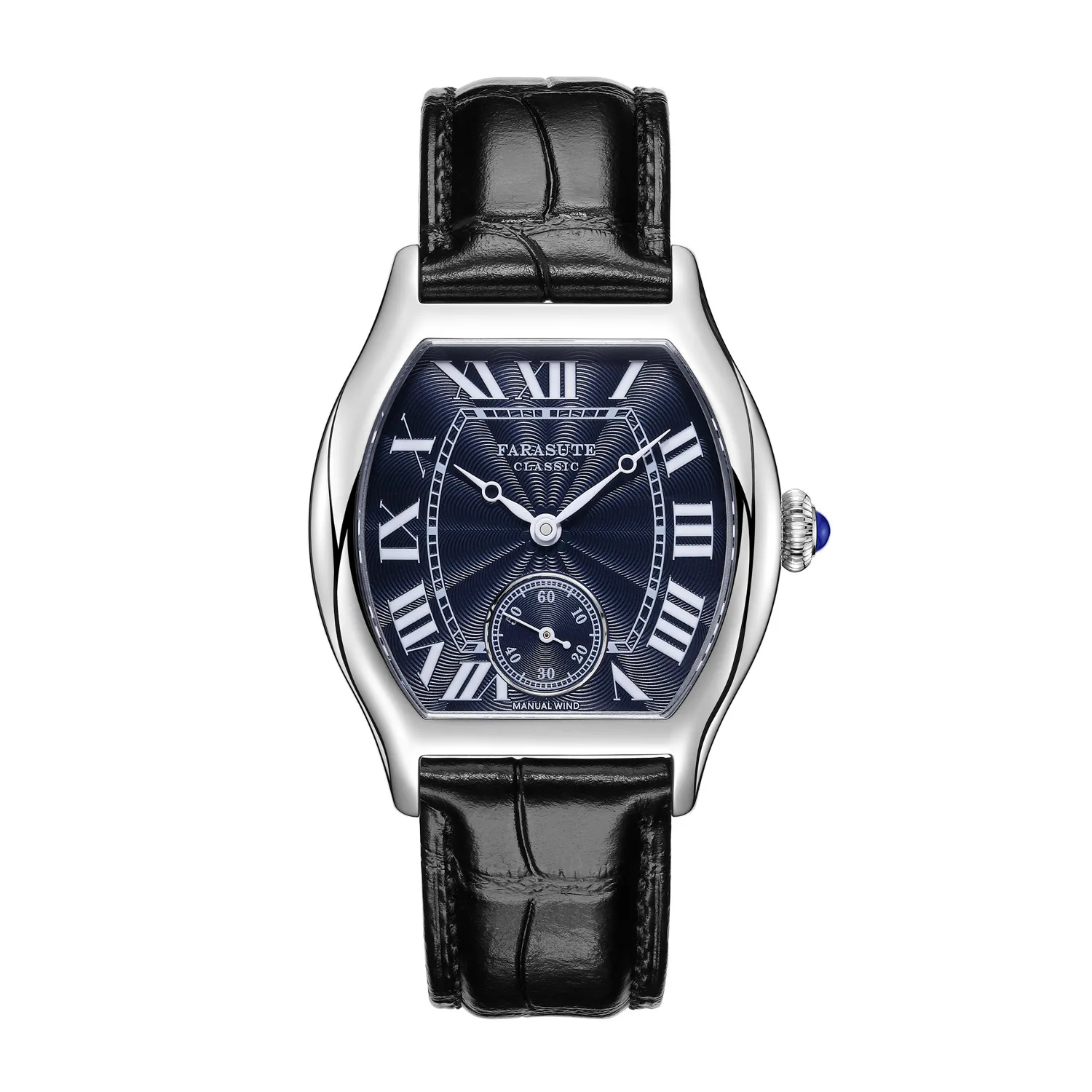 

FARASUTE Men Watch 36mm Tonneau Manual Winding Mechanical Wristwatch Sapphire Mirror Enamel Dial Hangzhou CAL.2331