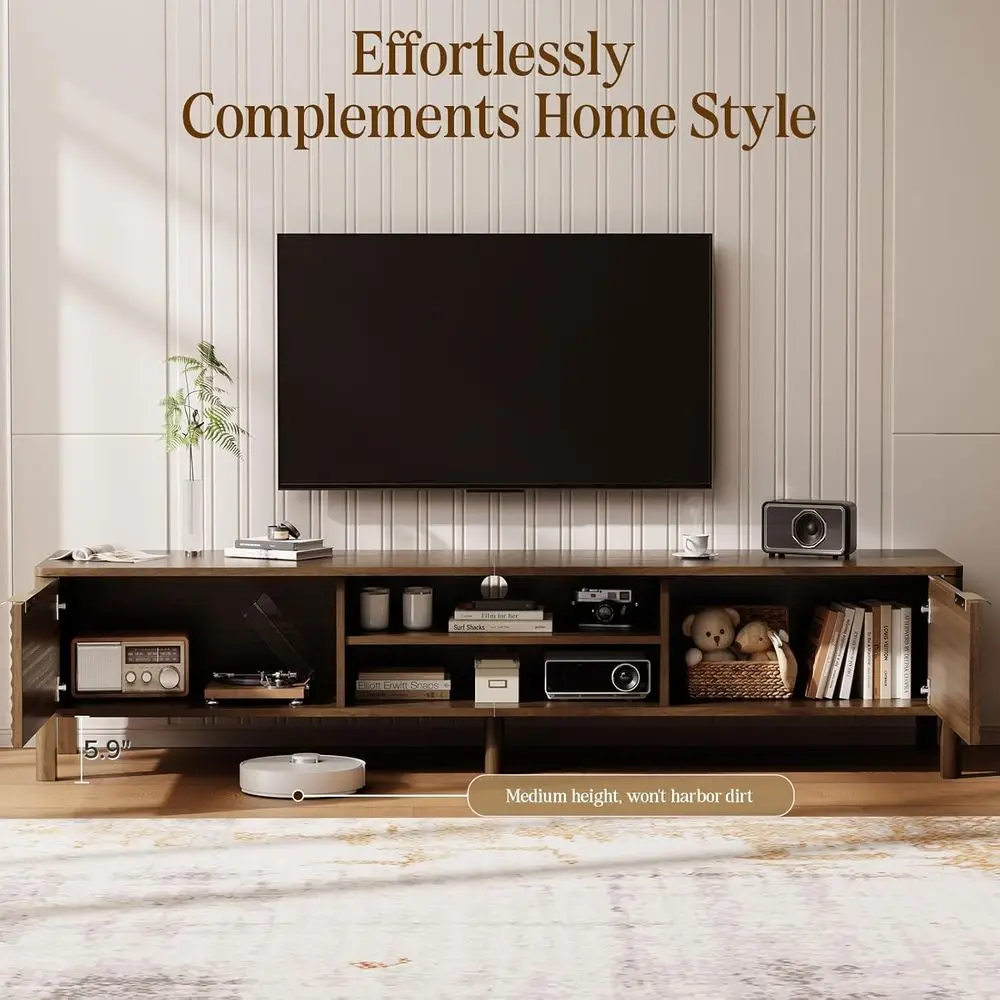 TV Stand or Living Room - up to 80 Inch TVs Century ern Entertainment Center with Storage and Adjustable Shelves, Media ole Tabl view 3