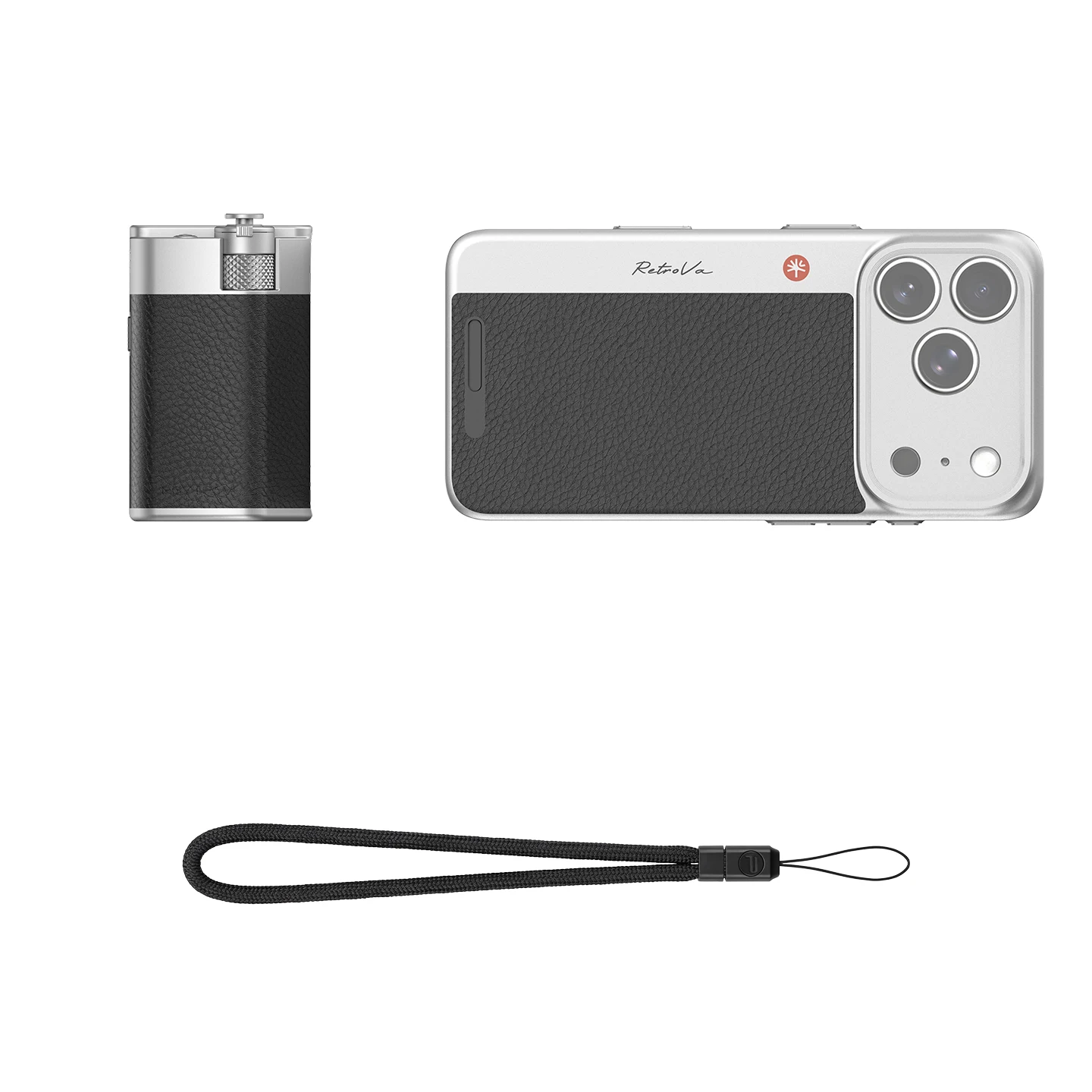 PGYTECH RetroVa 2X/4X telelens voor iPhone 17/18 Pro/Pro Max, inclusief telefoonhoesje.