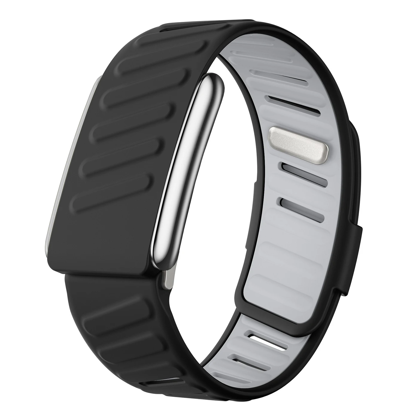 

Suitable for whoop5.0PEAK/LIFE dual color silicone strap mg sports wristband with bright silver metal U-shaped frame