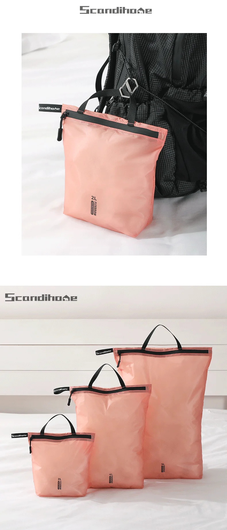 Wasserdichte Reisehandtasche, Aufbewahrungstasche, leichter Kleidungs-Organizer, Reißverschlusstasche für Toilettenartikel, Socken, Unterwäsche, Gepäck – Detail 21