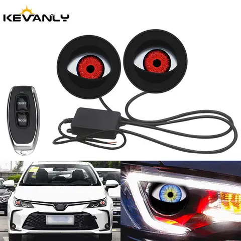 2 adet dinamik LED araba farları şeytan göz LED araba ışık far takımı modifiye kartal göz ışığı 3 inç 12V araba aksesuarı