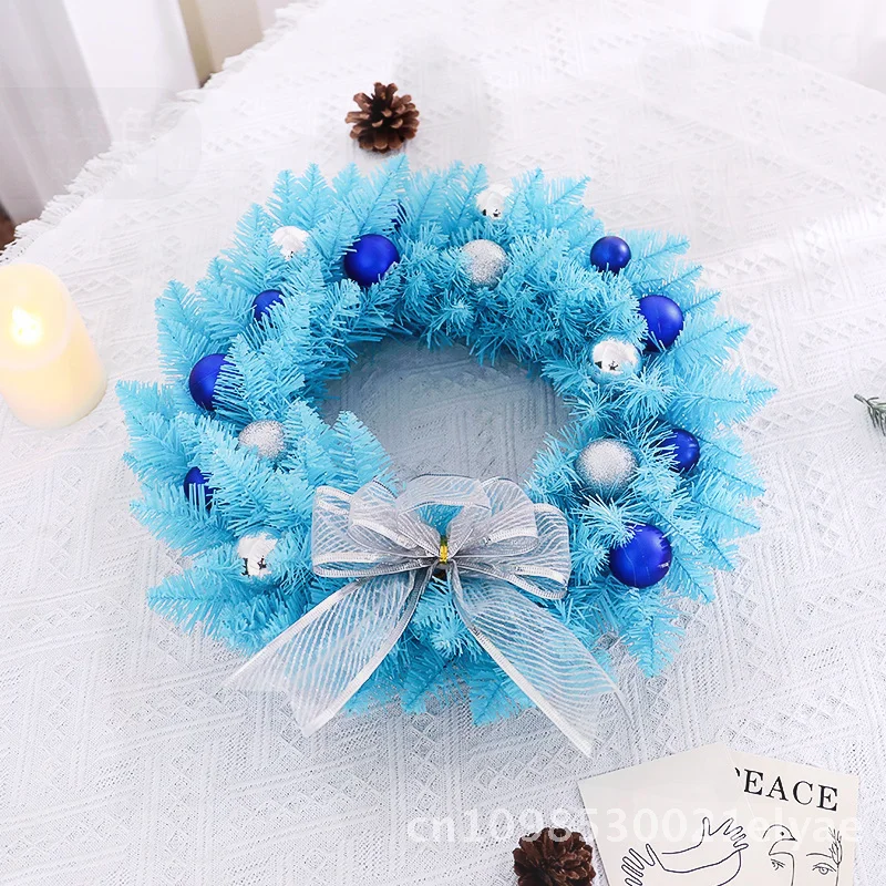 

Blue Pointed Christmas Wreath 30-60cm Modern Minimalist PVC Holiday Decoration for Window Door Hanging Cross-border Style