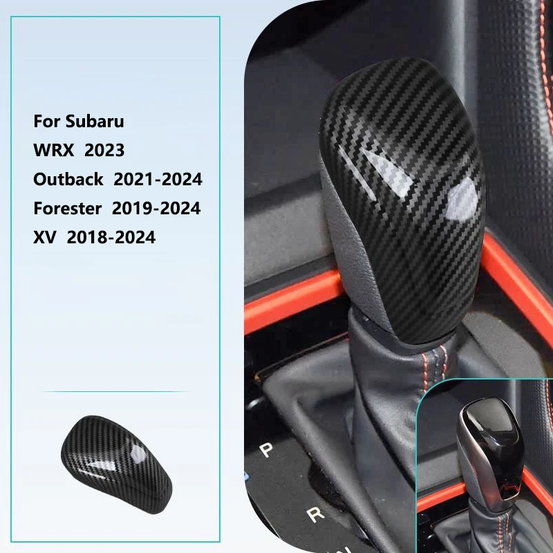 Zwart Carbon Fiber ABS Auto-interieur Accessoires Auto Versnellingspookknop Cover Trim Voor Subaru WRX Outback Forester XV