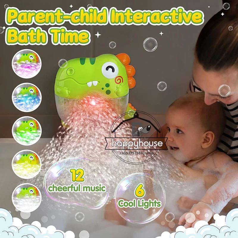 Baby Bath Toys Bubble Machine Dinosaur Crabs Music Kids Bath Toy Bathtub Automatic Bubble Maker Baby Bathroom Toy for Children