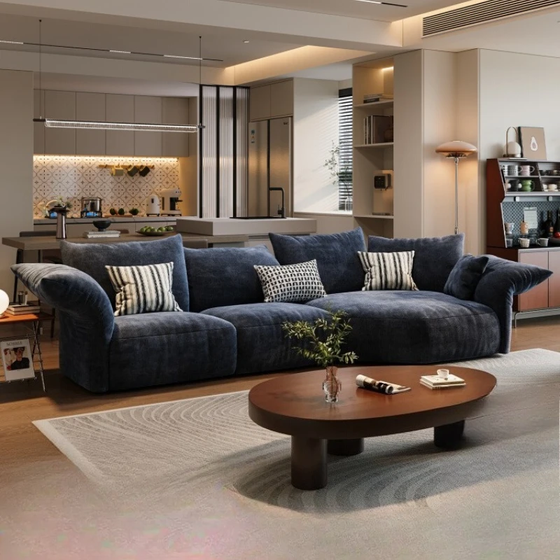 

Modern simple Internet celebrity straight row small apartment cloud sofa antique milk velvet