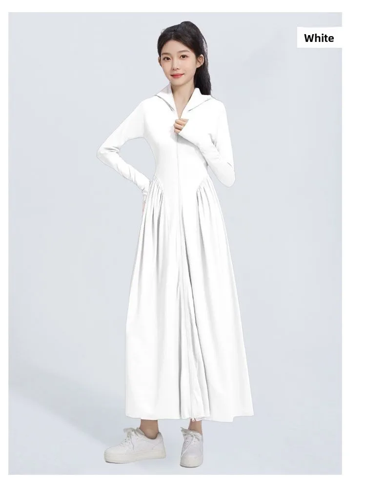 

Xiangxiu Cool Sensation Long Dr Women's Sun Protection Clothing Long Full Body Summer Dr Waist-Cinching Hooded Sle