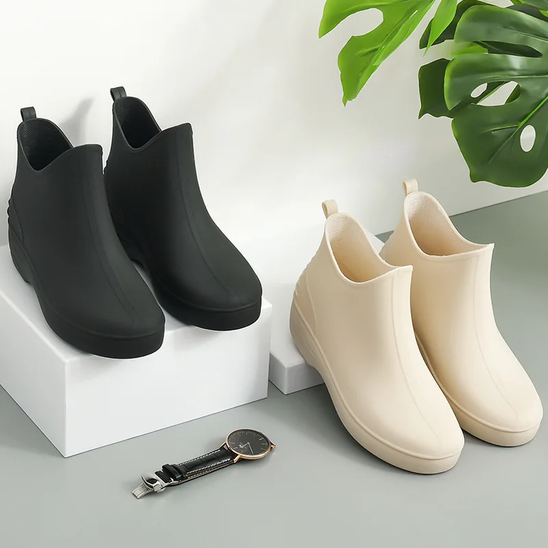 

Brand Solid Rain Boots Woman Water Shoes Women Slip on Keep Warm Non-slip Boots Wash The Car Boots Washing Shoes srf5