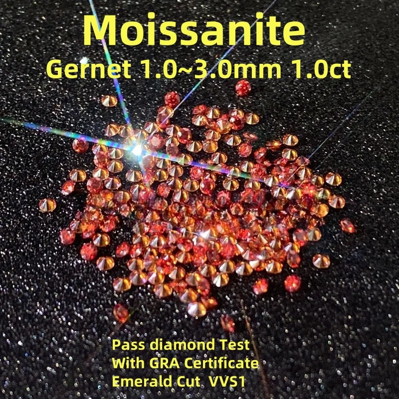 

Moissanite stone 1.0ct 1.0~3.0mm Garnet Red Small Size Loose Lab Diamonds Beads for Jewelry Earrings Necklace ring Bracelet diy
