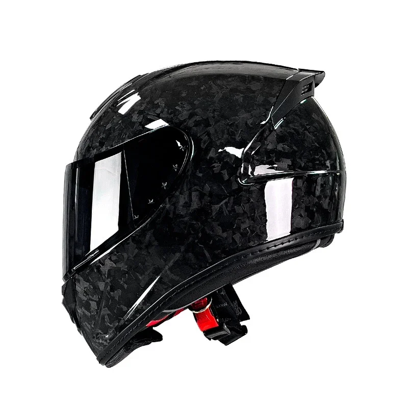 

Noir Removable Washable Lining Carbon Fiber Motorbike Helmet Full Face Multifunctional Motorcycle Helmet