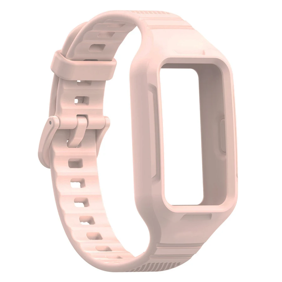 Band voor Huawei Band 6 7 8 9 10 Polsband Zachte siliconen band met hoesje Vervanging Armband voor Huawei Band 6 7 8 9 10 Riem