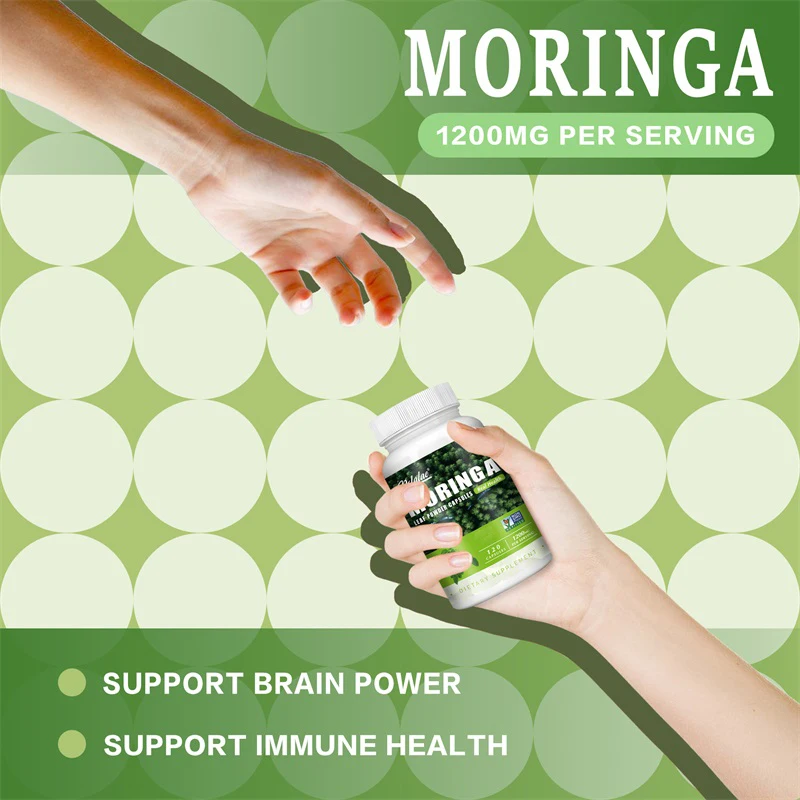 Moringa Capsules 1200mg - Support Immune System, Energy, Metabolism, Aids Digestion, Antioxidant