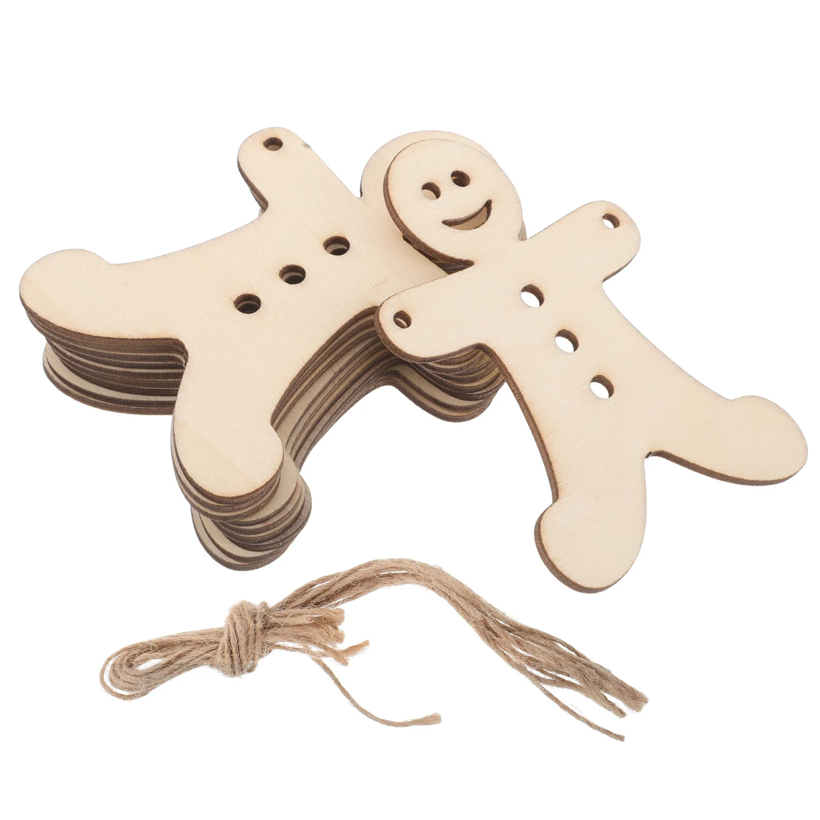 

40Pcs Creative Gingerbread Man Wood Slices Unfinished Blank Ornaments Christmas DIY Hanging Decorations Blank Wood Slices