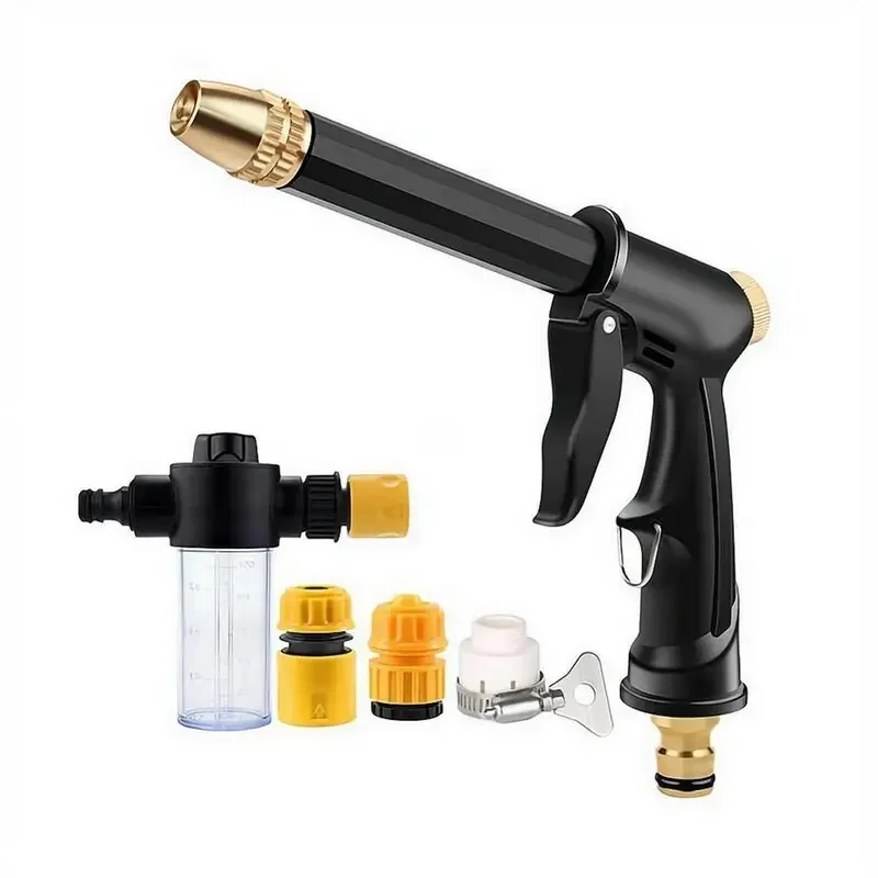 High Pressure Water Gun Set with Quick Connect Fittings, Adjustable Garden Hose Nozzle Sprayer for Car Washing, Watering Plants