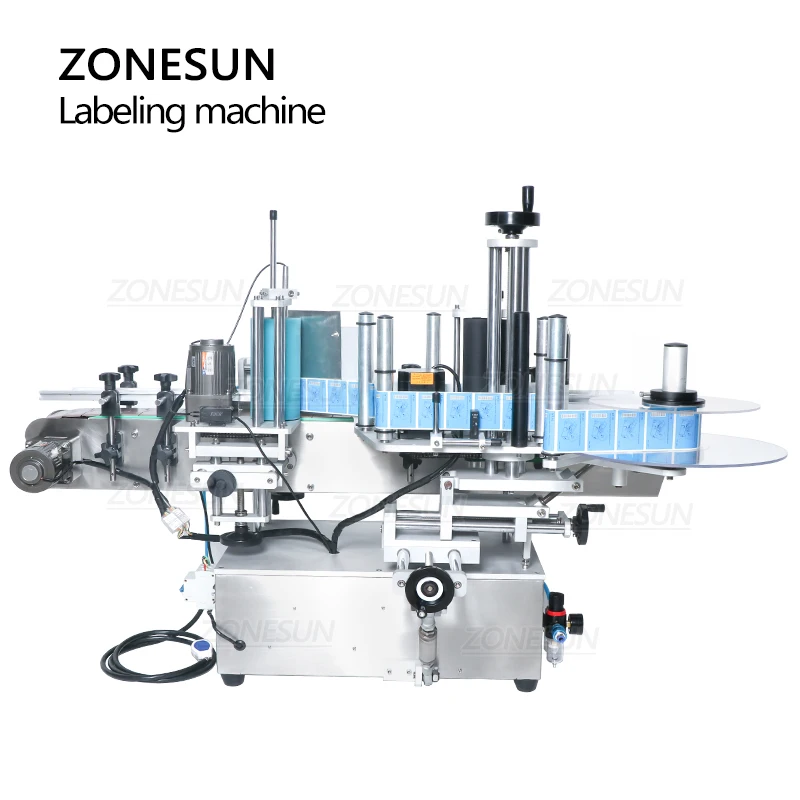 ZONESUN ZS-TB500A Automatic Double Sides Label Sticker with Date Coder Water PET Round Bottle Positioning and Labeling Machine