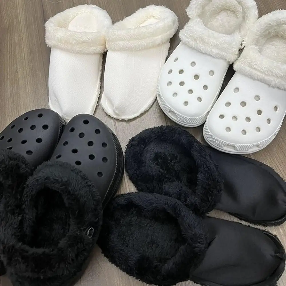 

1 Pair Winter Warm Hole Shoes Charm Lining Replacement Fur Insoles Shoe Cover Soft Thickened Liner For Clogs Shoes Accessories