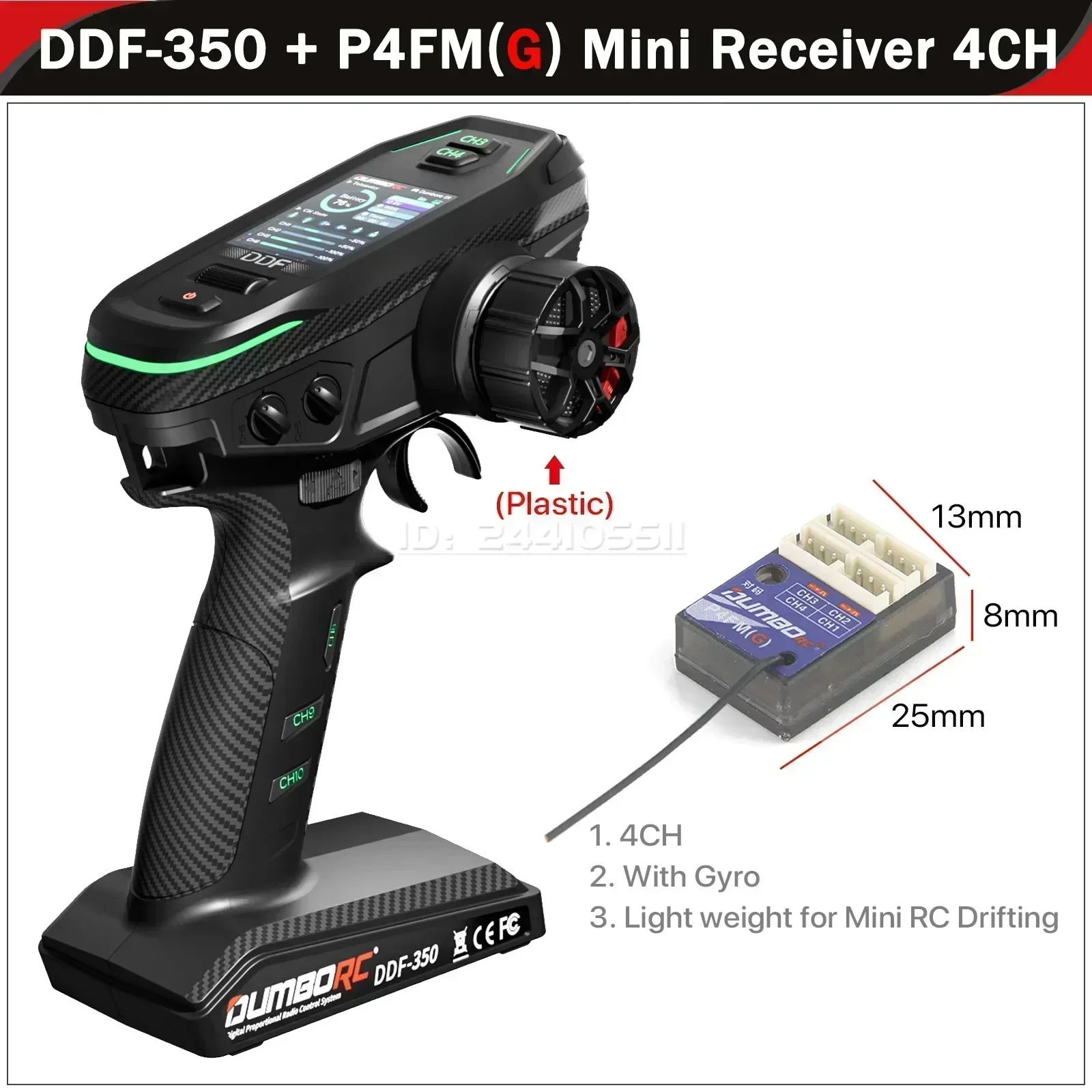 DUMBORC DDF-350 10CH 2,4G Digital Sender Fernbedienung HD Bildschirm 4/6/10 Kanal Gyro Empfänger für RC Auto Tank Boot Roboter