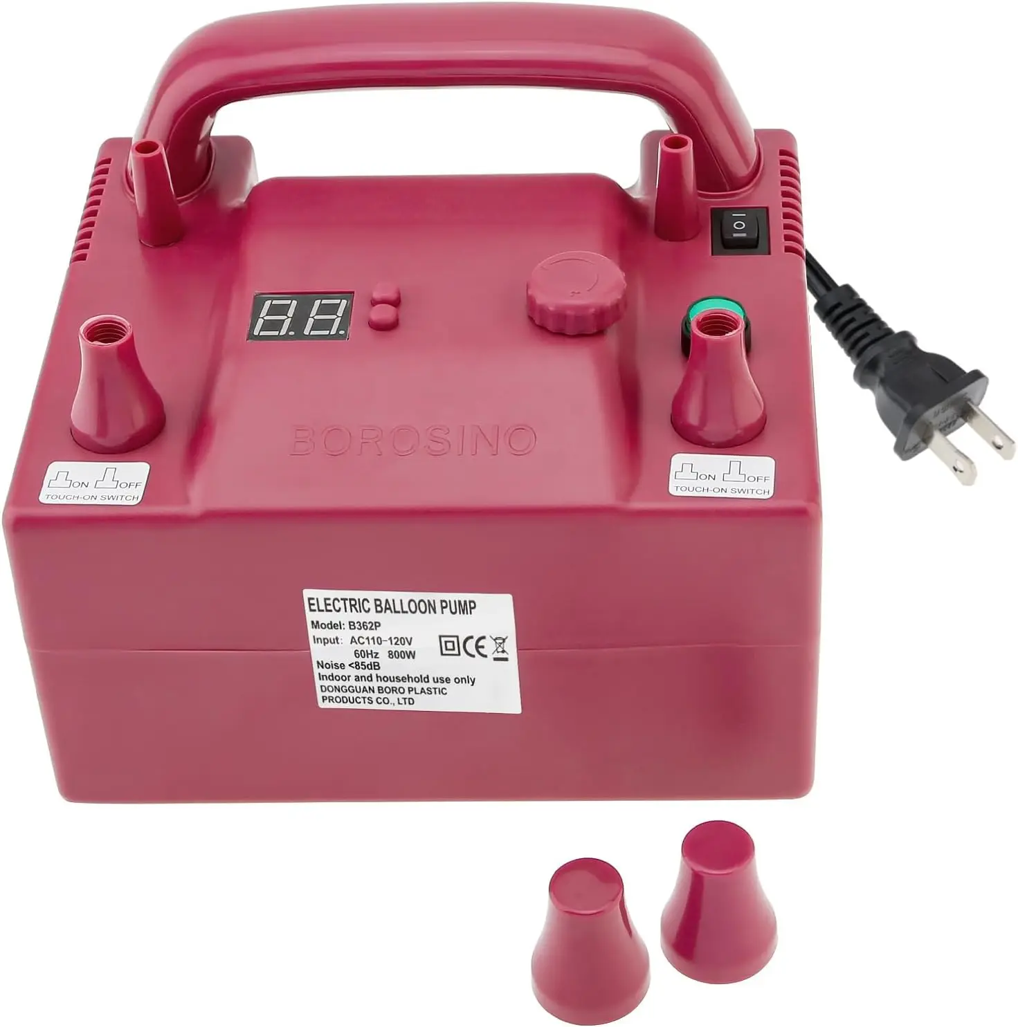 

Portable Dual Nozzle Electric Balloon Blower Pump, 110V 680W Fast Inflation for Decoration