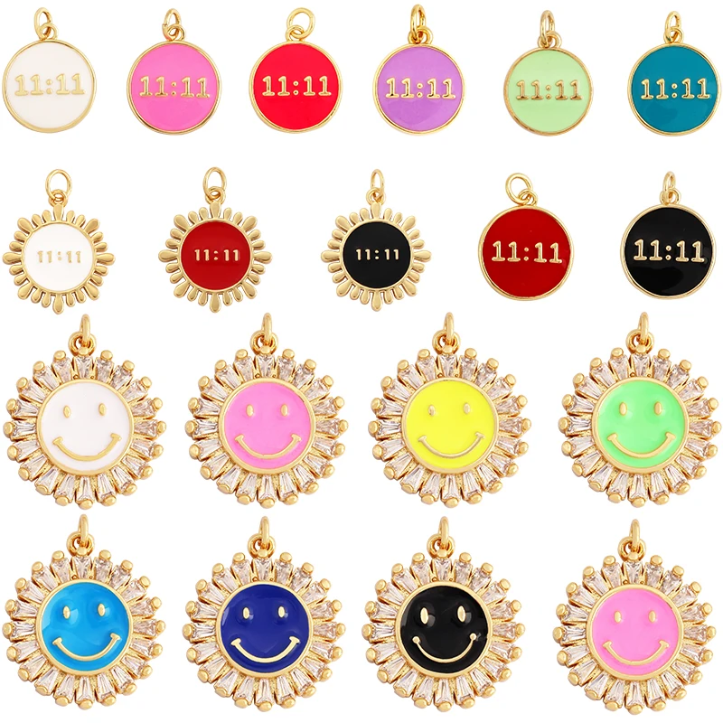 New Style Number Eleven Happy Face Round Charm Pendant,Fashion Zircon Necklace Bracelet Pendant Handmade Jewelry Accessories M61