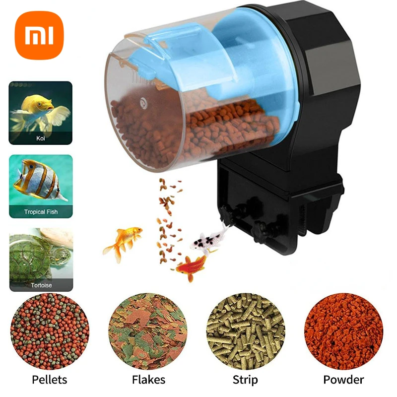 Xiaomi Portable Fish Feeder Tools Automatic Fish Timer Feeder Display digitale Home Aquarium accessori per l\'alimentazione degli alimenti in plastica