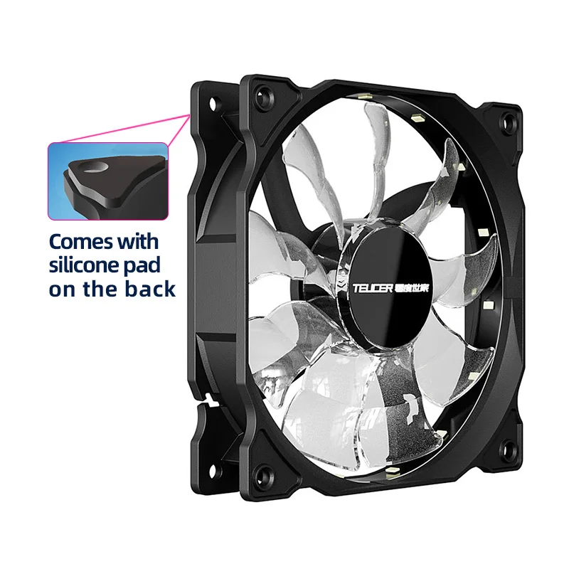 Teucer 120mm PC Case Fan 12V Big 4Pin Chassis Power Supply Low Noise Quiet Transparent Fan Blade Led Colorful Cooling Ventilator