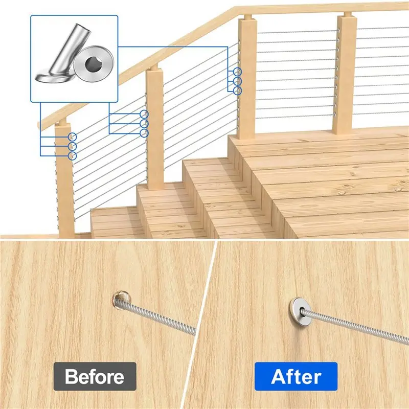 AB41-120Pack 30 Degree 3/16In Angle Beveled Protector Sleeves,Wood Post Protector For 1/8In 5/32In 3/16In Stair Cable Railing