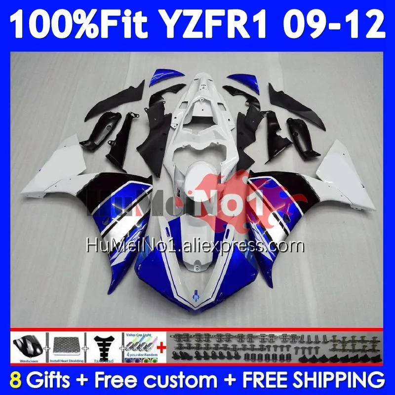 Injection Body For YAMAHA YZF-R1 YZF R1 R 1 368No.5 YZF1000 YZFR1 09 White blue 10 11 12 YZF-1000 2009 2010 2011 2012 Fairing