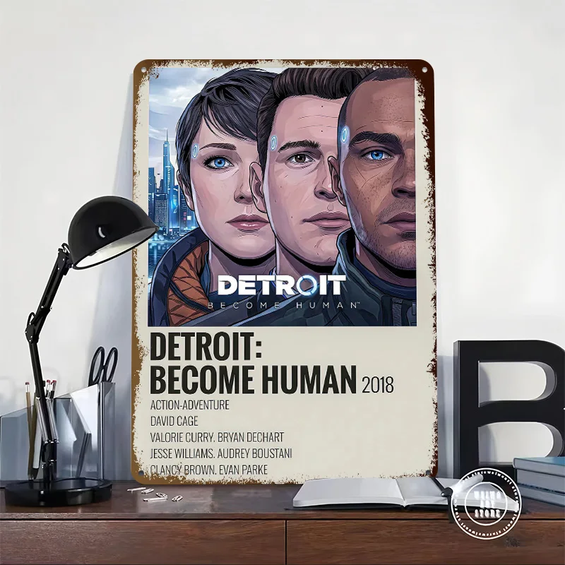 Detroit: Become Human Metal Poster Perfect Gift for Fans Lovers Customized Wall Art Metal Sign for Living Room Decorations House