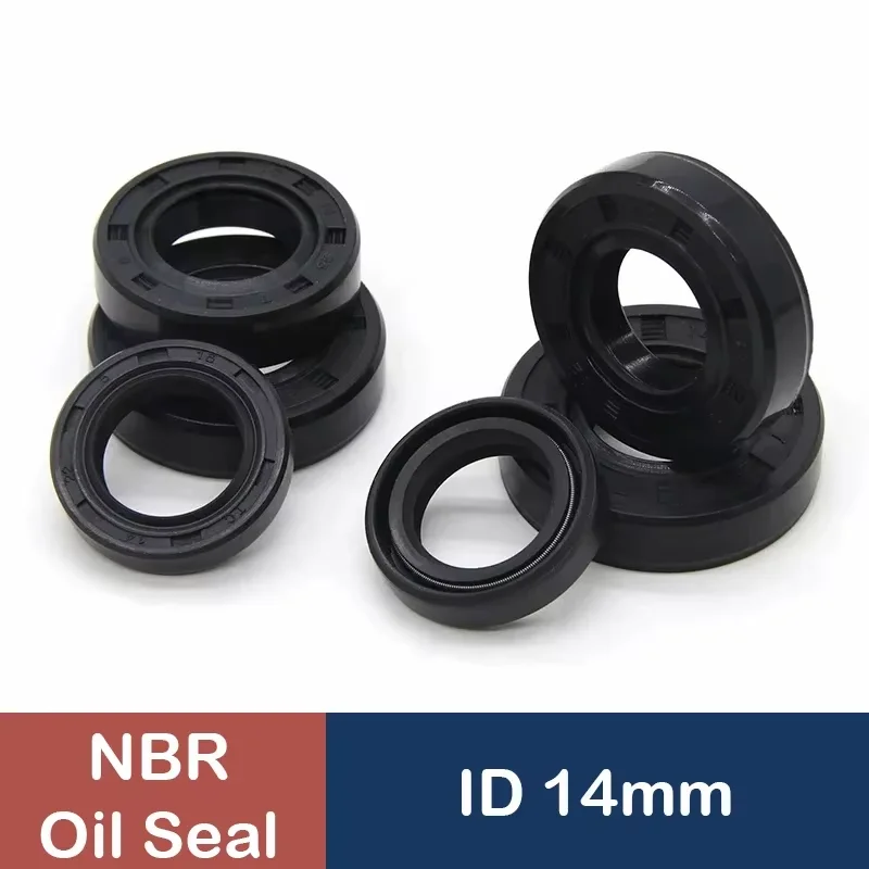 ID 14mm NBR Oil Seal TC-14*22/24/25/26/27/28/30/35*5/6/7/8/10mm Nitrile Rubber Shaft Double Lip Gasket Rubber Seal 2/5/10pcs