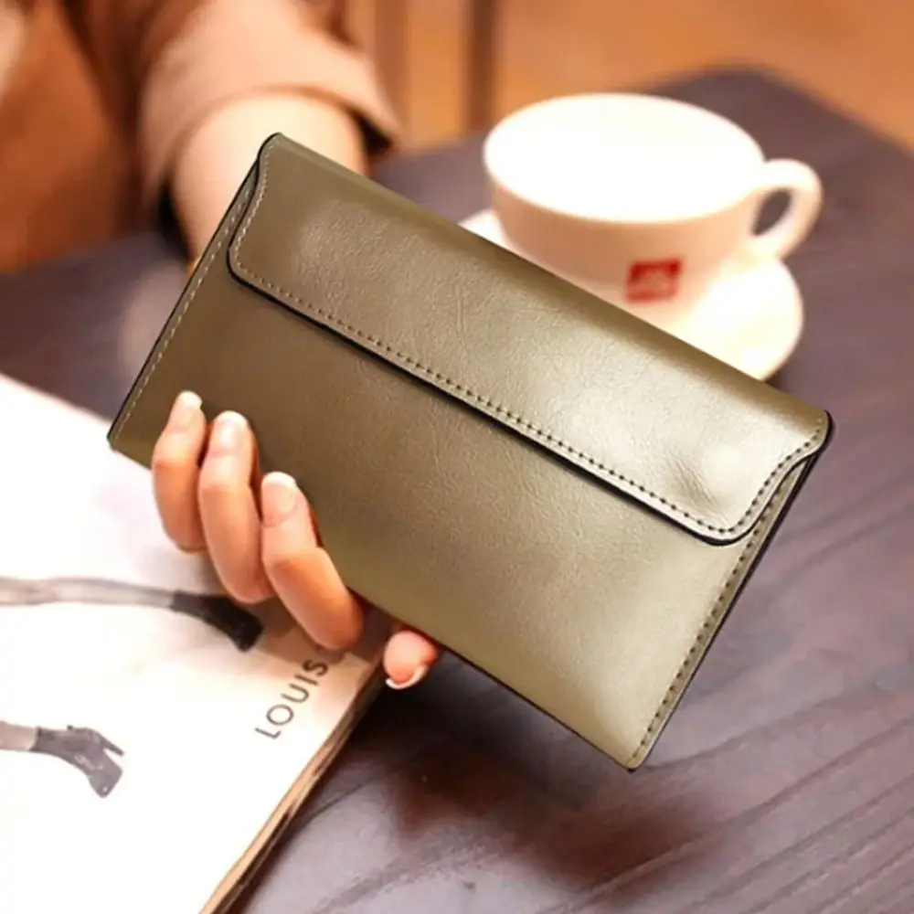 Slim Genuine Leather Women Long Wallet Large Capacity Female Coin Purse Portable Clutch Bag Cowhide Wallet for Women