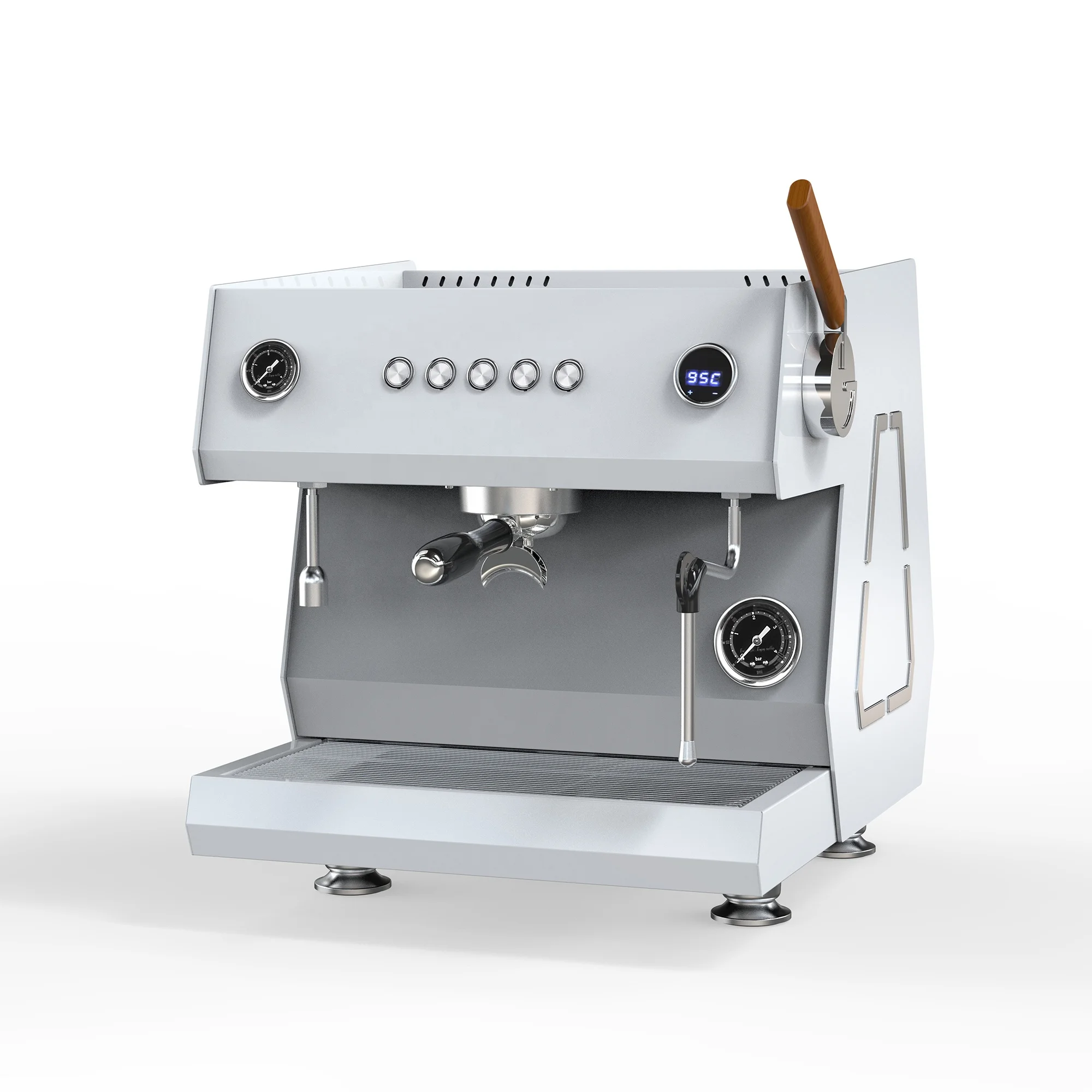 White Semi-Automatic Commercial Espresso Machine With Steam Lever Professional Coffee Maker For Cafe Shop Home Use